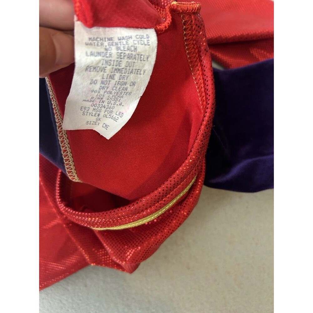 Alpha Factor Long Sleeve Red Purple Bling Competition Leotard Size CME Youth M - Picture 8 of 12